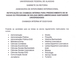 Retificação da chamada para o programa de bolsas Ibero-Americanas Santander