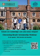 Universidade de Cambridge promove Webinar sobre bolsas de mestrado integrais Universidade de Cambridge promove Webinar sobre bolsas de mestrado integrais